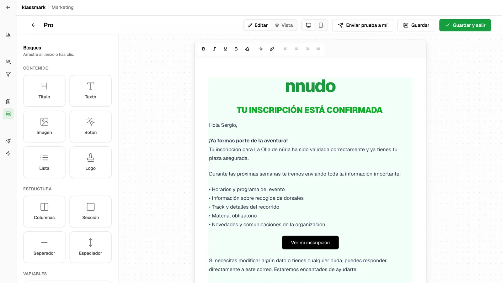 Els correus automàtics als corredors a nnudo